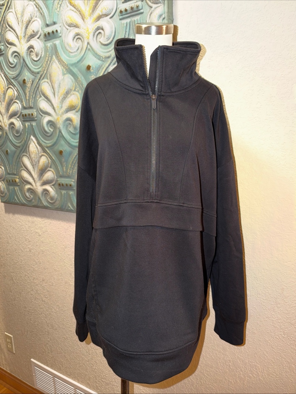 Gaiam Women’s 3X Black Scuba Quarter Zip Popover Pullover Stretch Tunic - Picture 2 of 11
